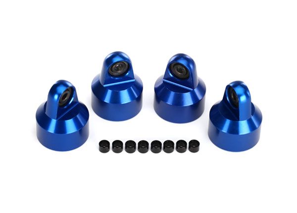 7764A  Shock caps, aluminum (blue-anodized), GTX shocks (4)/ spacers (8)