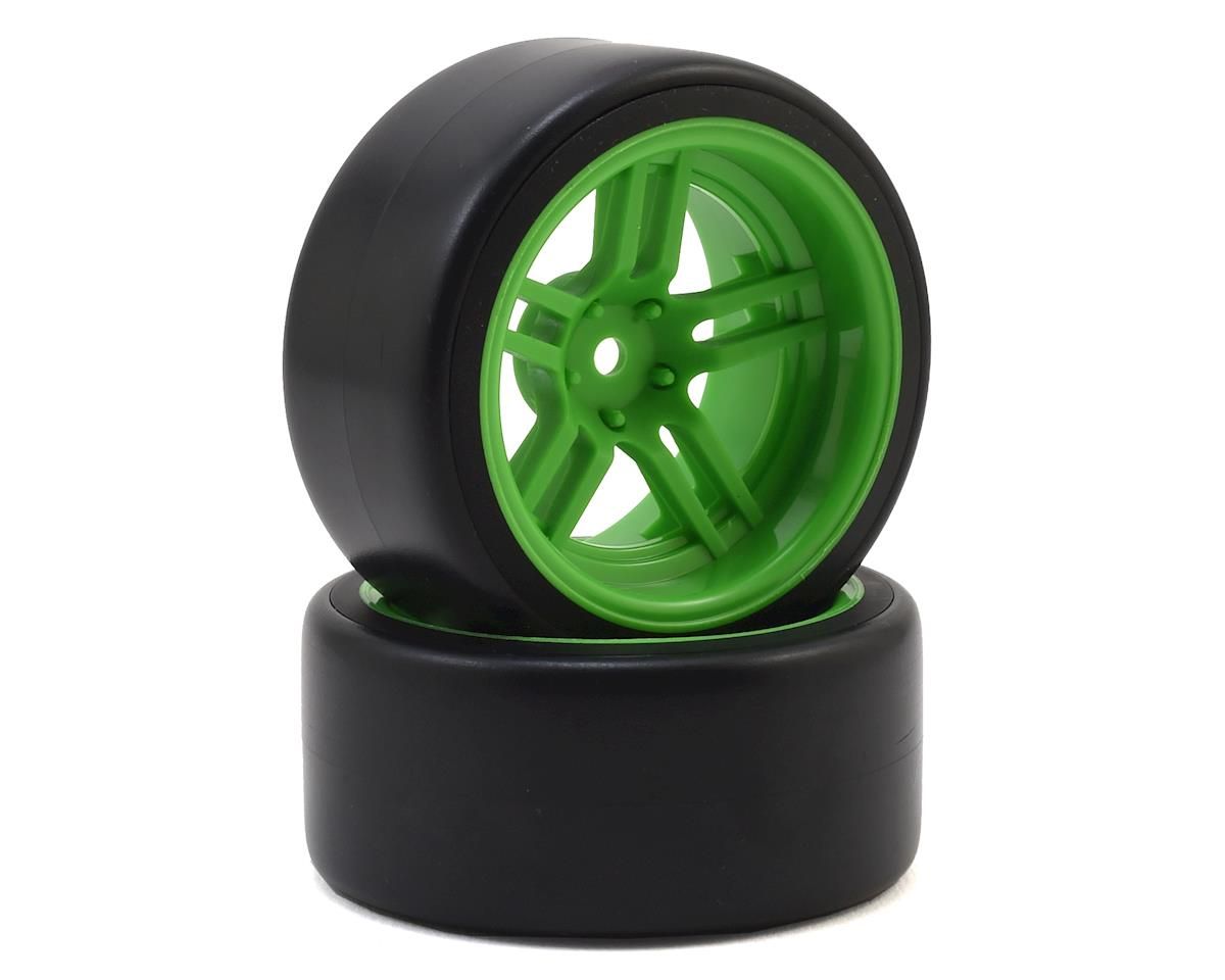 8377G Tires and wheels, assembled, glued (split-spoke green wheels, 1.9' Drift tires) (rear)