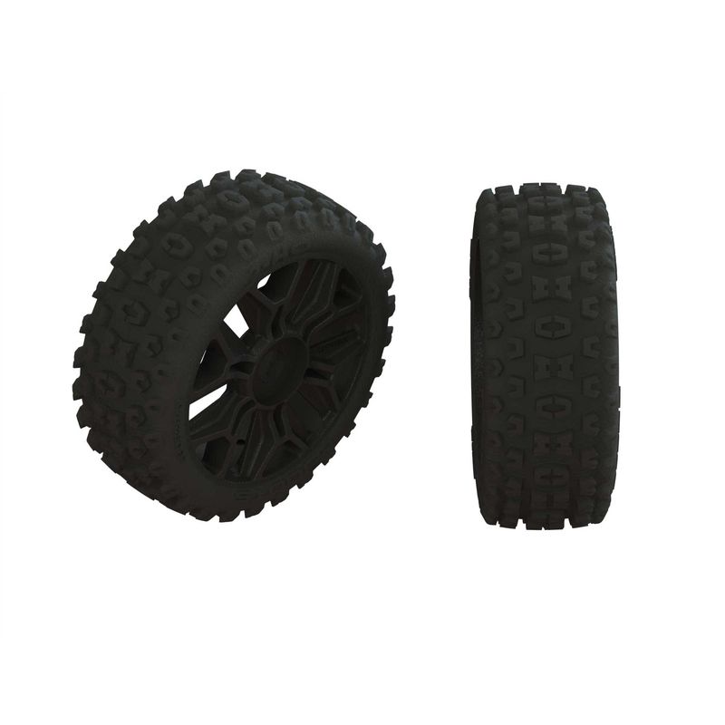 ARRMA 1/8 2HO Front/Rear 3.3 Pre-Mounted Tires, 17mm Hex, Black (2)