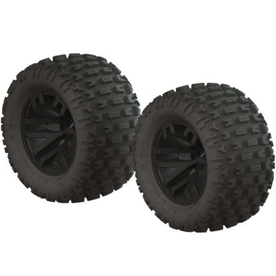 AR550044 ARAC9632 dBoots Fortress MT Tire Set Glued Blk (2) ARRMA 1/10 dBoots Fortress MT 2.2/3.0 Pre-Mounted Tires, 14mm Hex, Black (2)
