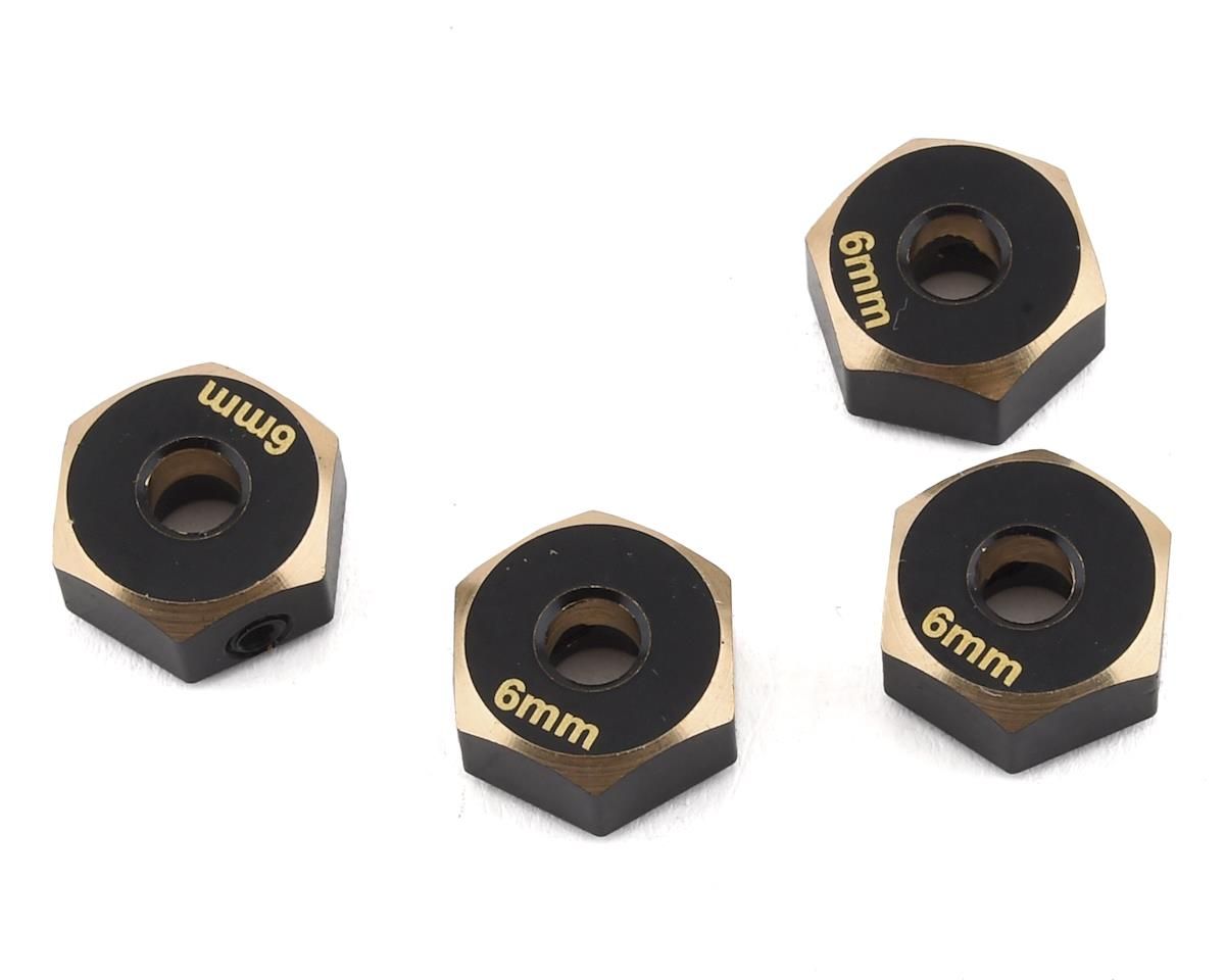 SAMSCX2-4063-6 Samix SCX10 II Brass 12mm Hex Adapter (4) (+6mm Offset)