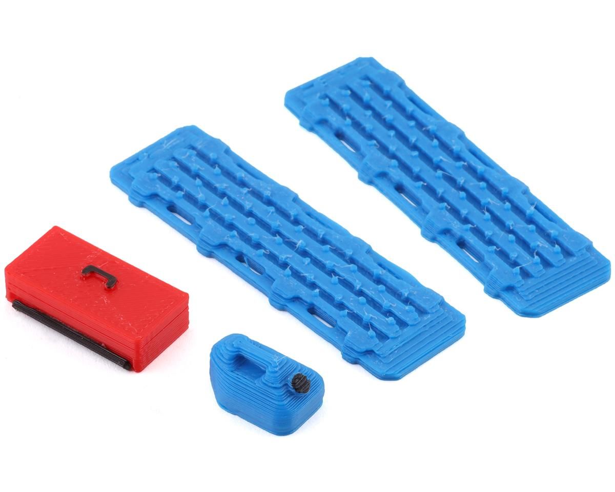 SBCS24K Scale By Chris 1/24 Scale Half Depth Combo Pack 3 w/Red Tool Box, Blue 5gal Jug, Blue Sand Ramps