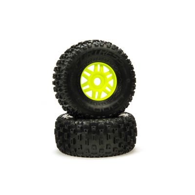 ARA550068 dBoots 'Fortress' Tyre Set Glued Green (Pair) ARRMA 1/7 dBoots Fortress Front/Rear 2.4/3.3 Pre-Mounted Tires, 17mm Hex, Green (2)