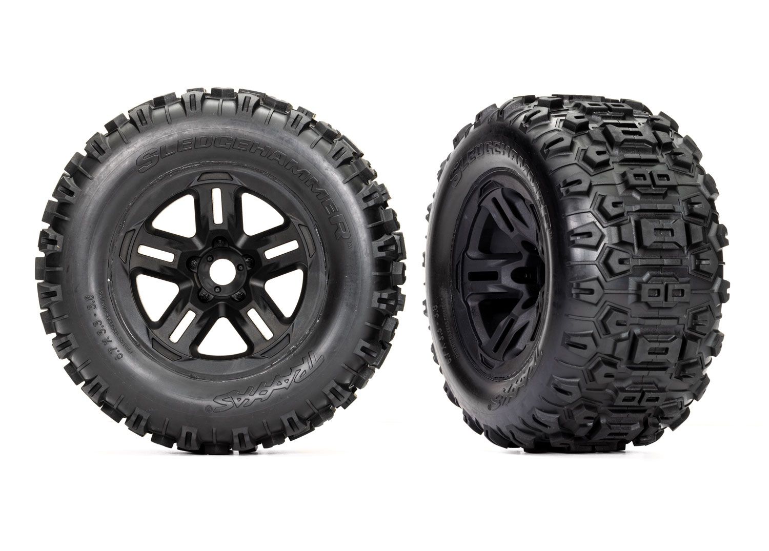 9672 - Tires and wheels, assembled, glued (3.8' black wheels, Sledgehammer® tires, foam inserts) (2)