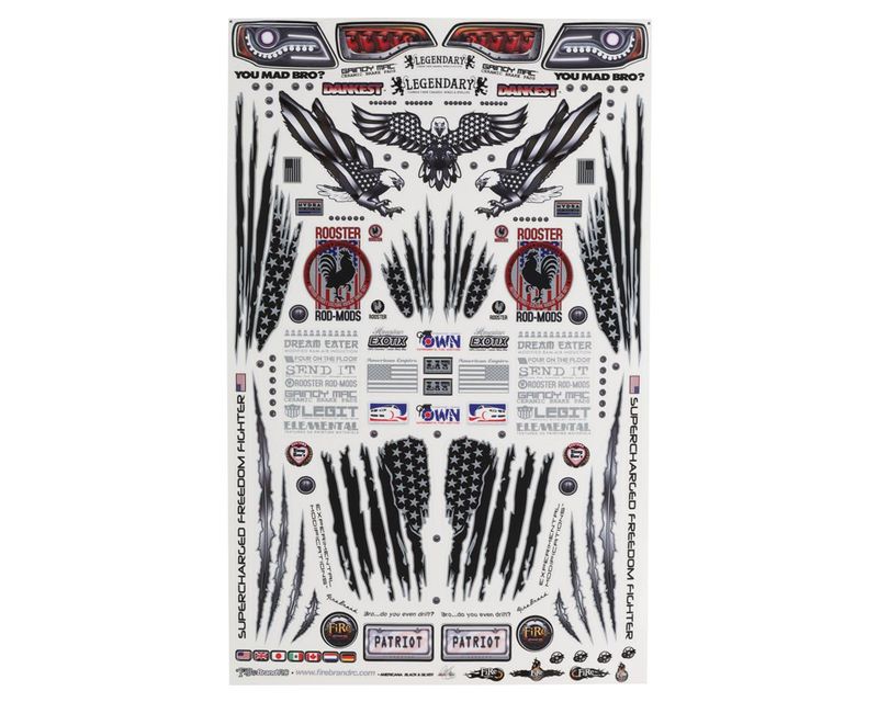 FBR1DECUSA675 Firebrand RC Americana Decal Set (Black w/Silver Outlines)