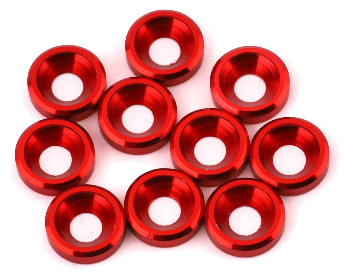 DRC-0760.1 DragRace Concepts 3mm Countersunk Washers (Red) (10)