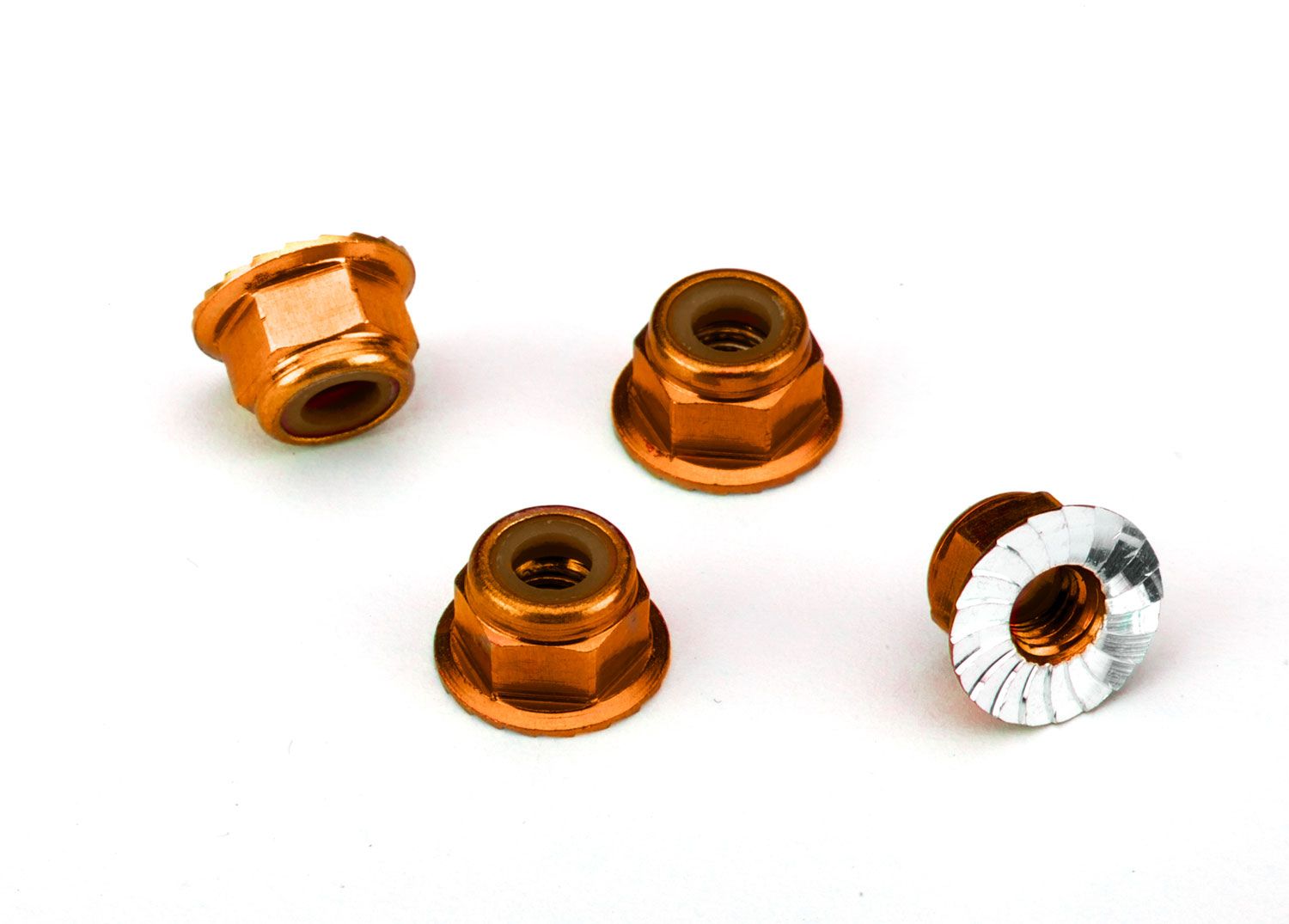 1747T NUTS 4MM FLANGED LOCK ORANGE