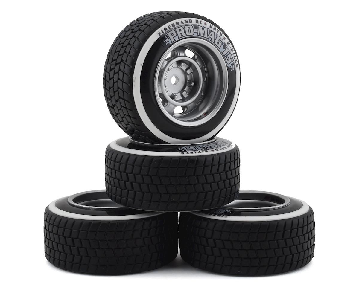 FBR1WHEPRO718 Firebrand RC Promag 15-D2T Pre-Mounted Drift Tires (4) (Silver)