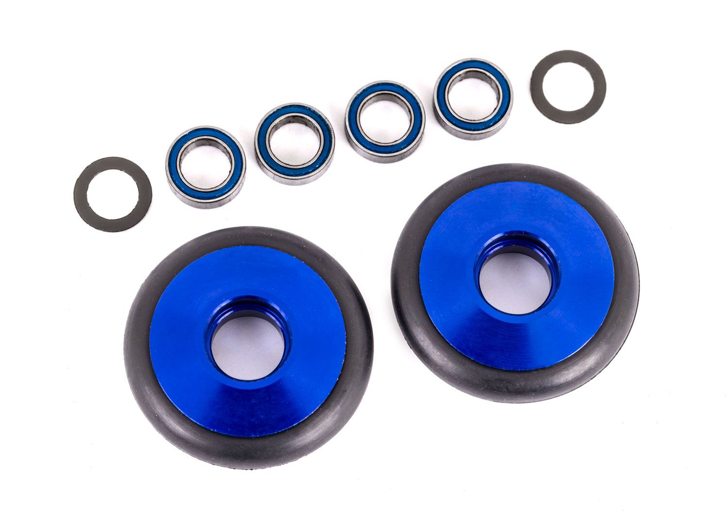 9461X - Wheels, wheelie bar, 6061-T6 aluminum (blue-anodized)