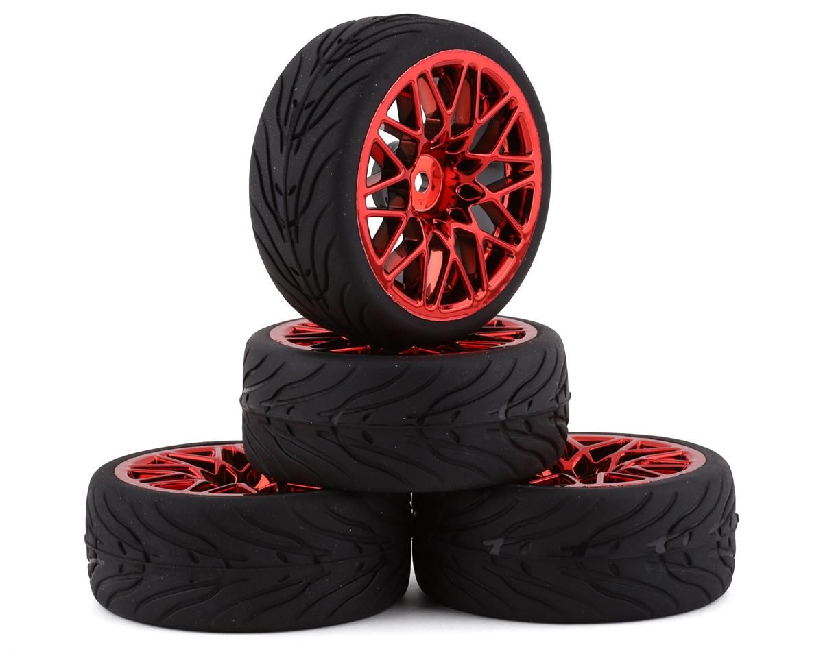 WL-0108 Spec T LS Wheel Offset 3 Red w/Tire 4pcs For 1/10 Touring