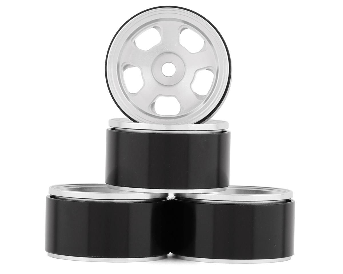 WL-0144SV  Yeah Racing SCX24 1.0" Aluminum 5 Spoke Beadlock Wheels (Silver) (4)