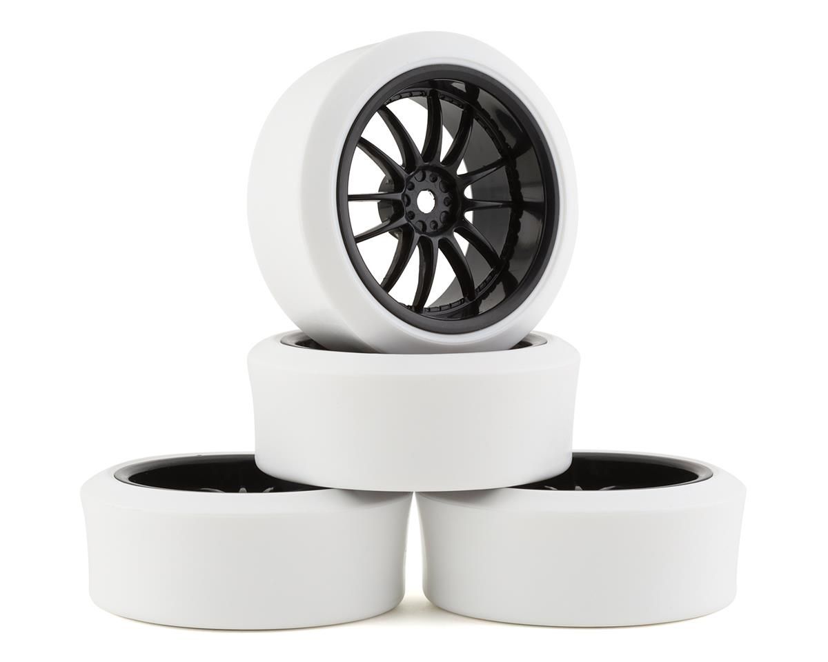 FBR1WHECHR514 Firebrand RC Char XDR3 Pre-Mounted Drift Tires (4) (Black/White) w/Blizzard Tires, 12mm Hex &amp; 3mm Offset