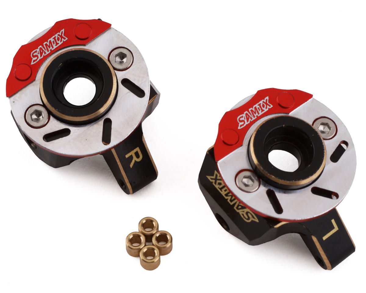SAMSCX24-4412FS Samix SCX24 Brass Heavy Steering Knuckle Set w/Brake Rotor