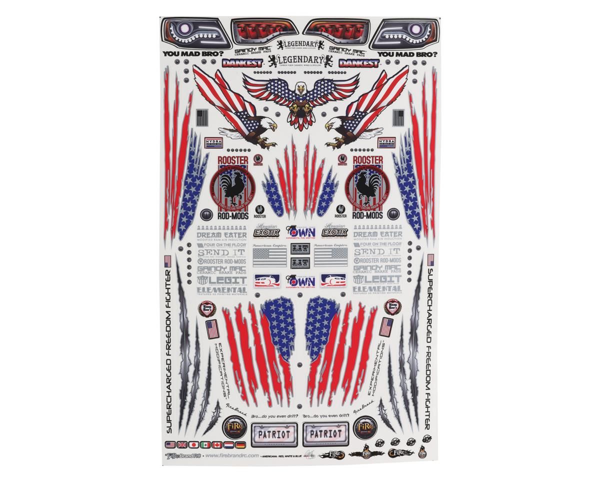 FBR1DECUSA917 Firebrand RC Americana Decal Set (Red &amp; Blue w/Silver Outlines)
