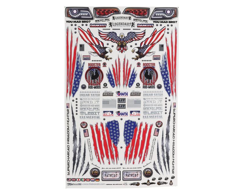 FBR1DECUSA917 Firebrand RC Americana Decal Set (Red &amp; Blue w/Silver Outlines)
