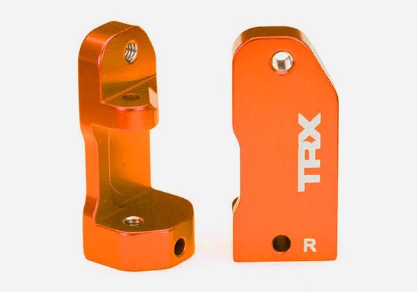 3632T - Caster blocks, 30-degree, orange-anodized 6061-T6 aluminum (left &amp; right)/ suspension screw pin (2)