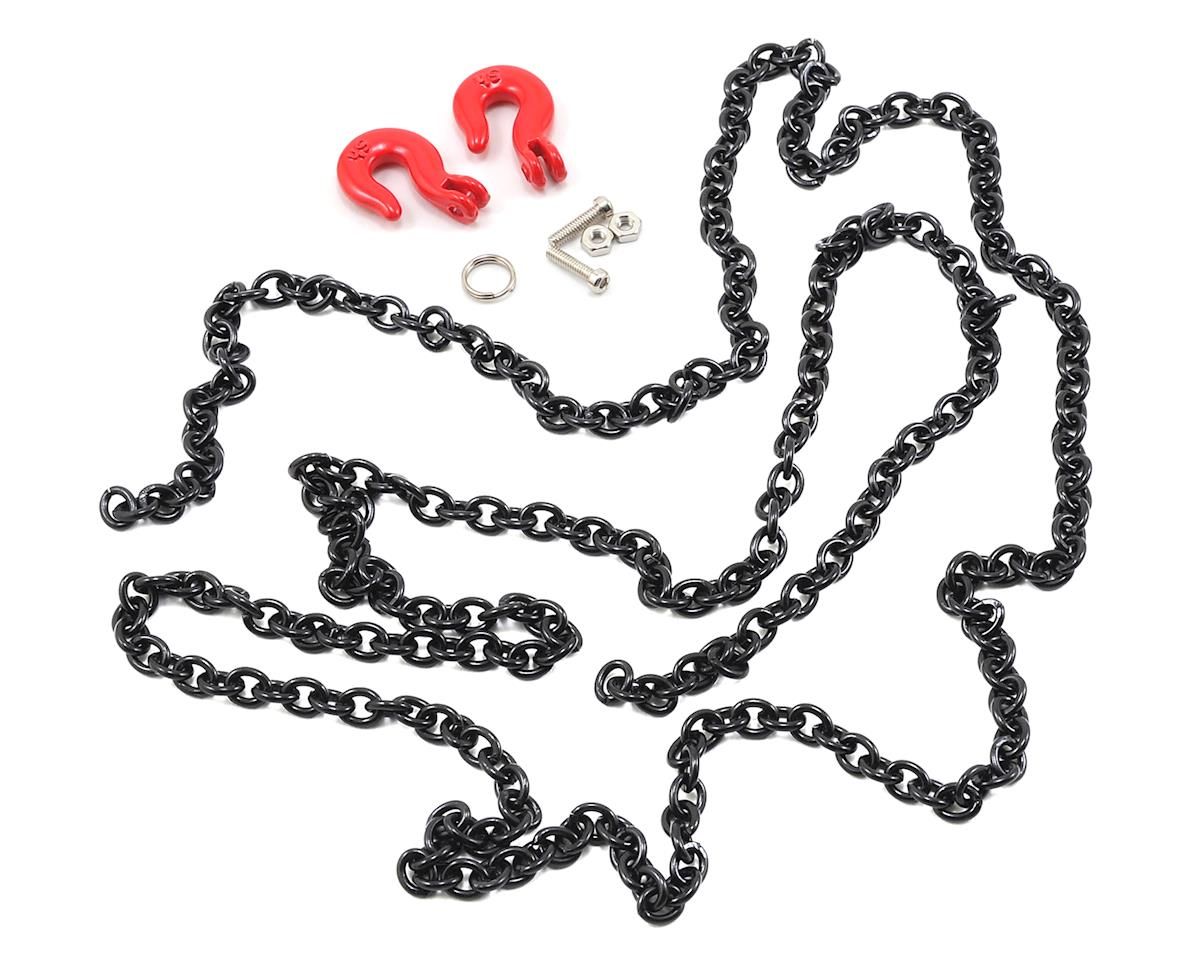 YA-0357BKYeah Racing 96cm 1/10 Crawler Scale Steel Chain Accessory w/Red Hooks (Black)