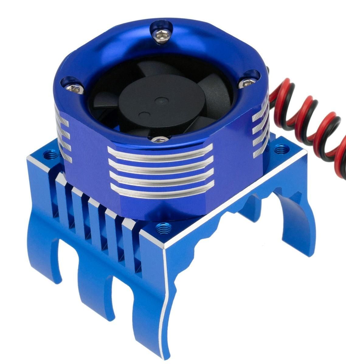 PHT1299-Blue PowerHobby 1/8 Aluminum High Speed LED Lights Cooling Fan Heatsink Mount Blue