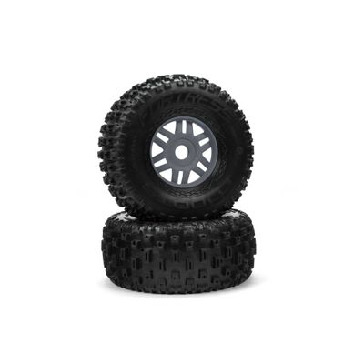 ARRMA 1/7 dBoots Fortress Front/Rear 2.4/3.3 Pre-Mounted Tires, 17mm Hex, Gunmetal (2)