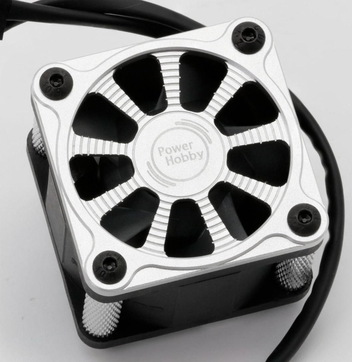 PHF118-Silver  Powerhobby Twister 1/10 1/8 Motor Aluminum High Speed Cooling Fan - Silver