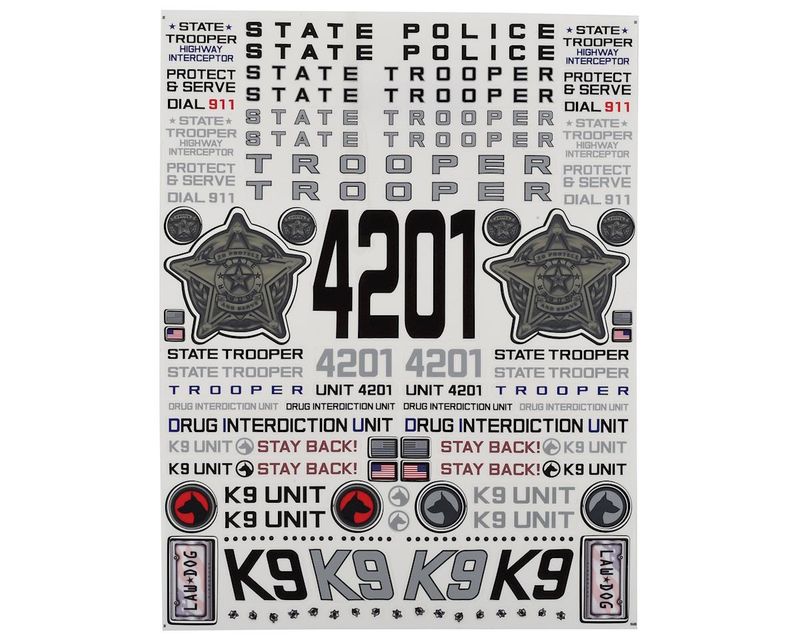 FBR1DECSTA066 Firebrand RC State Trooper Decal Sheet (8.5x11")