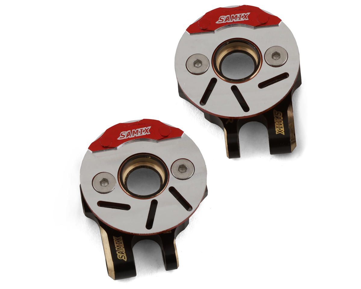 SAMTRX4M-4412FS Samix TRX-4M Brass Heavy Steering Knuckle Set w/Scale Brake Rotor/Caliper (22g)