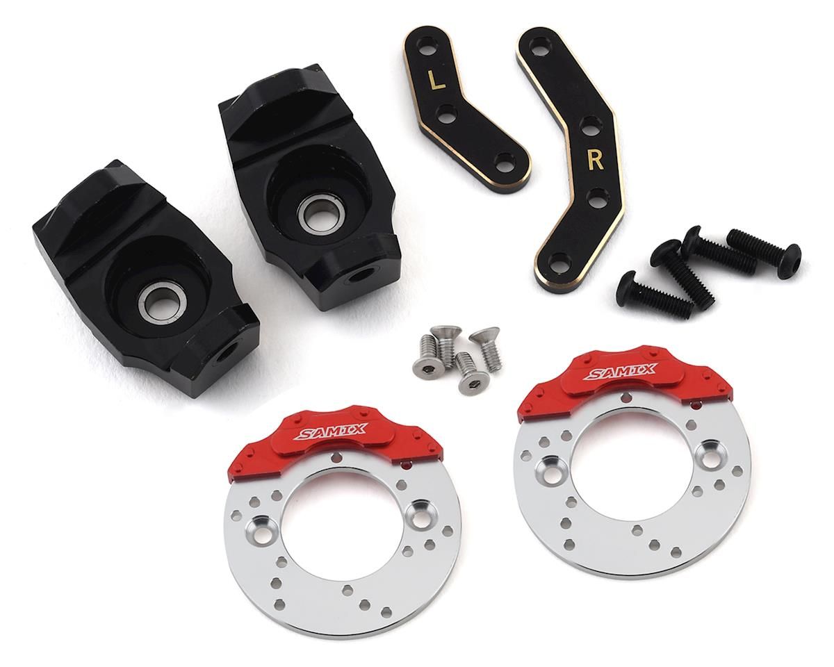 SAMEND-4412FS Samix Enduro Brass Heavy Steering Knuckle Set w/Brake Rotor &amp; Caliper