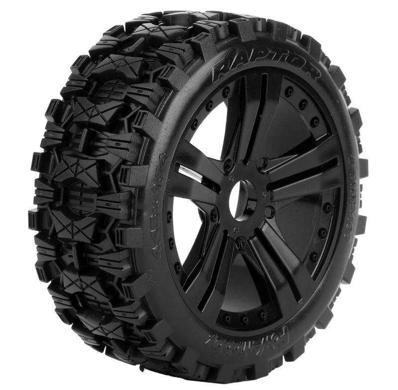 PHT2409CB Powerhobby Raptor 1/8 Buggy Belted All Terrain Mounted Tires 17MM Claw Wheels