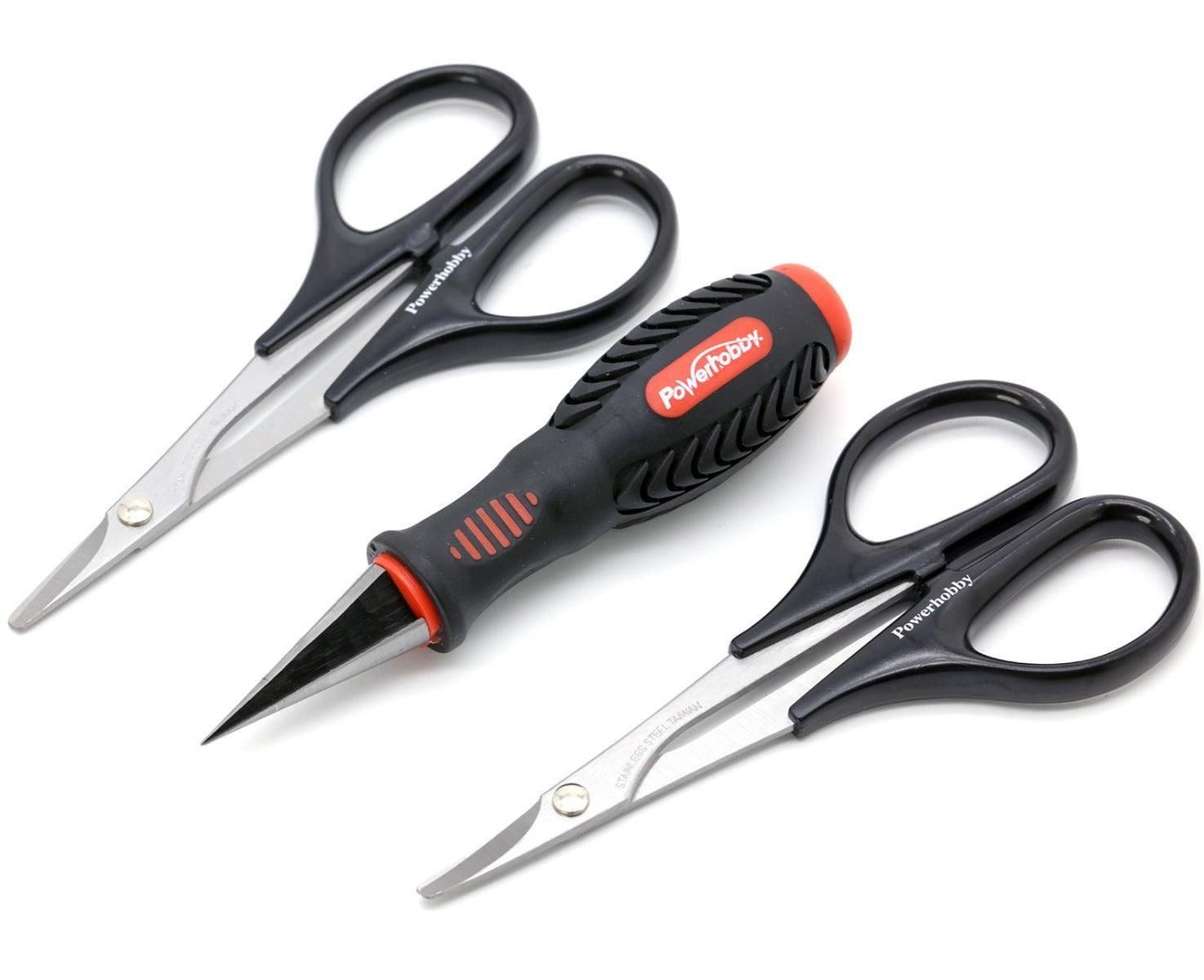 PH0152 Powerhobby RC Body Tools Reamer &amp; Scissors Set Curved Straight