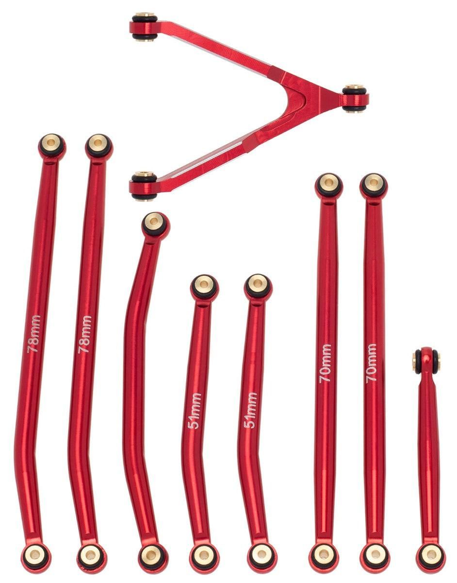PHSCX24746-Red Aluminum SCX24 Betty Deadbolt High Clearance Chassis Links Set Red