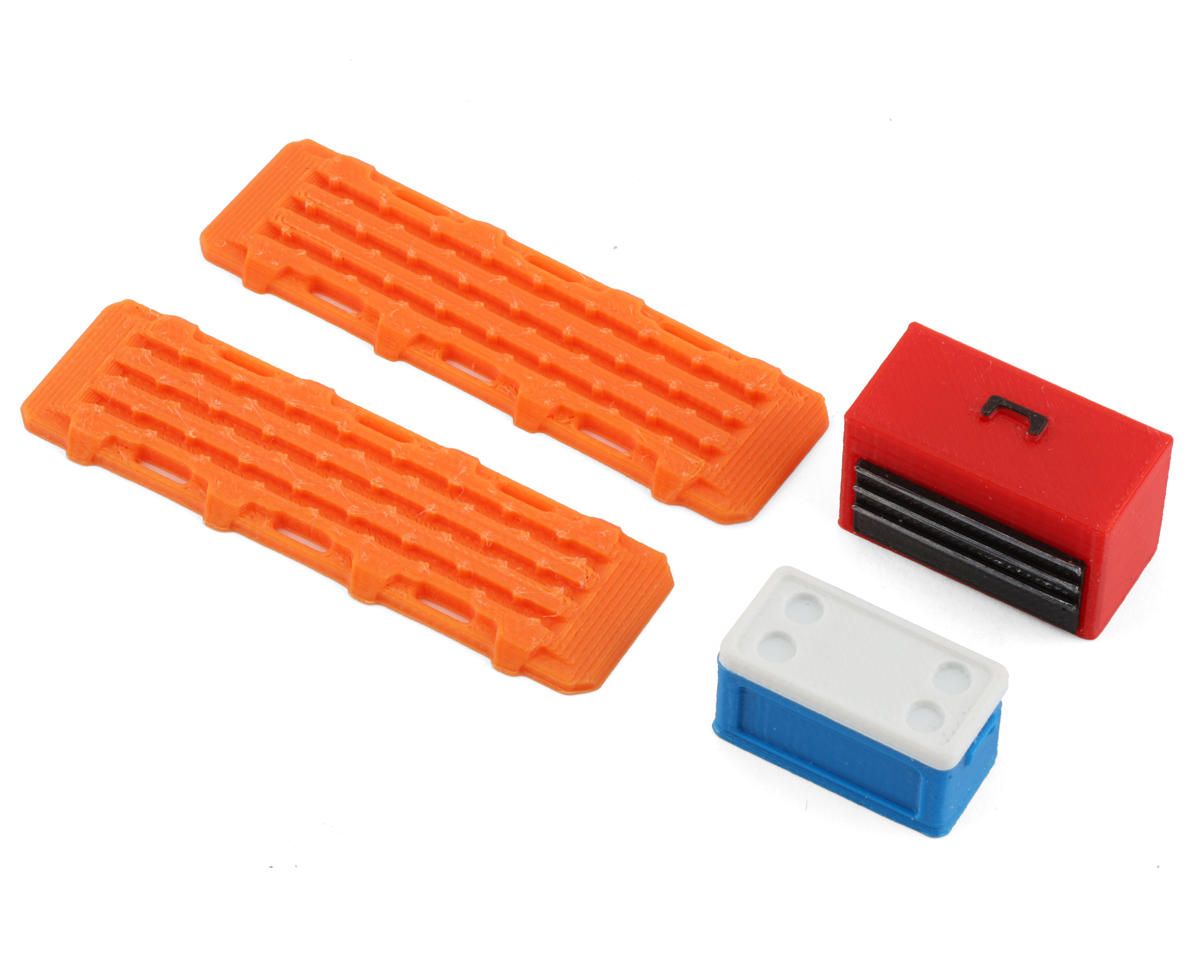 SBCTR12 Scale By Chris TRX4M 1/18 Bundle w/Red Tool Box, Blue Small Chest &amp; Orange Ramps (Miniature Scale Accessory)