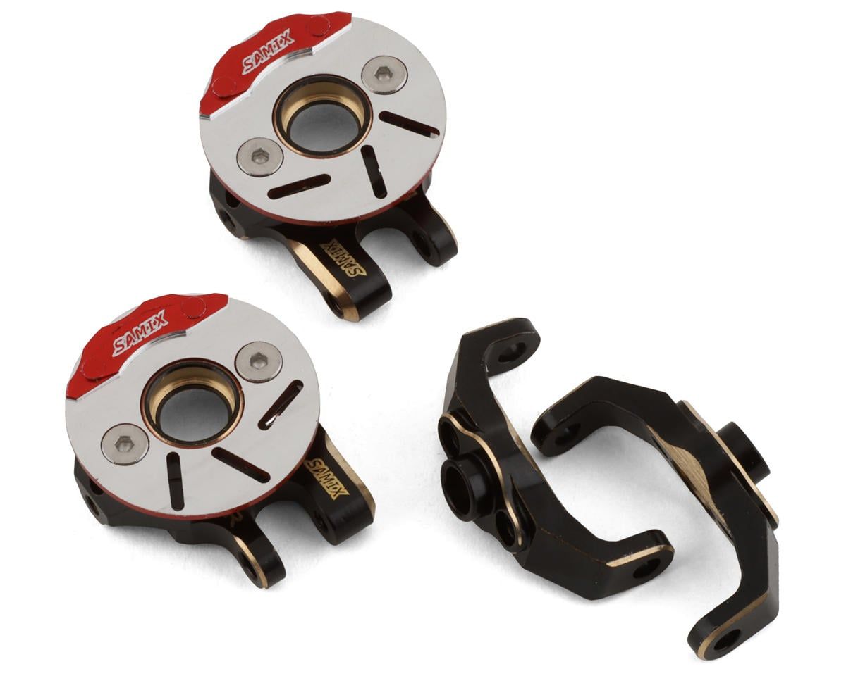 SAMTRX4M-4412C3 Samix TRX-4M Brass Steering Knuckle w/Scale Brake Rotor &amp; Brass C-Hub Set