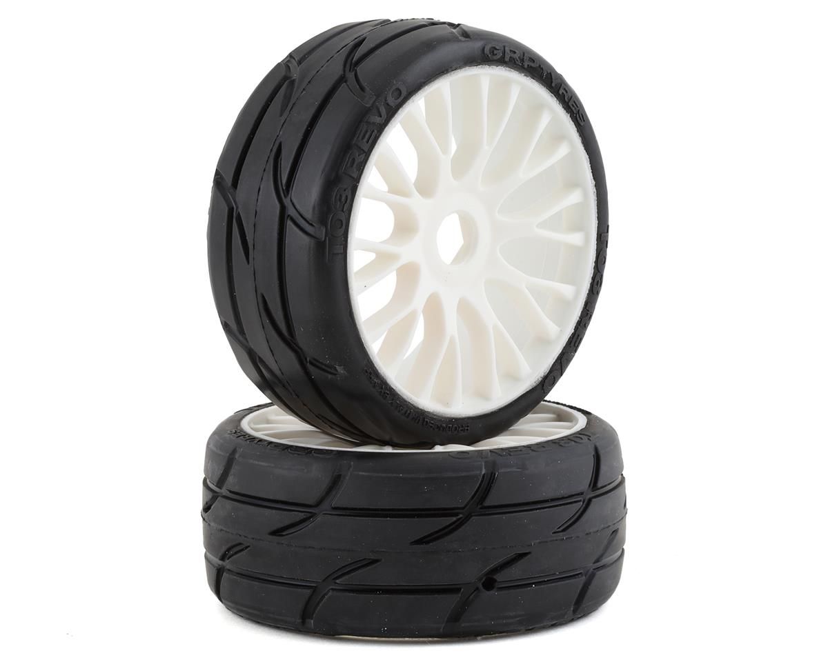 GRP Tires GT - TO3 Revo Belted Pre-Mounted 1/8 Buggy Tires (White) (2) (XM2) w/FLEX Wheel
