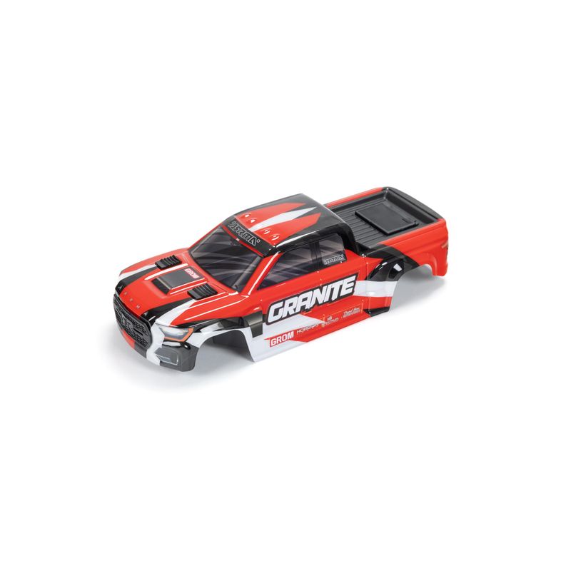 ARRMA 1/18 Pre-Cut Painted Decaled Monster Truck Body, Red/Camo: GRANITE GROM