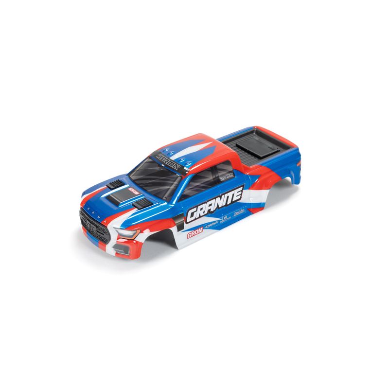 ARRMA 1/18 Pre-Cut Painted Decaled Monster Truck Body, Blue/Red: GRANITE GROM