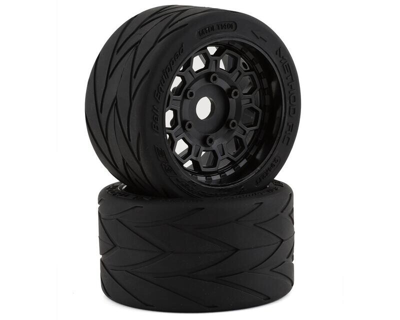 MTD1401 Method RC Velociter Belted Pre-Mount 1/7 On-Road Rear Tires (Black) (2) w/Hive 17mm Hex Wheels