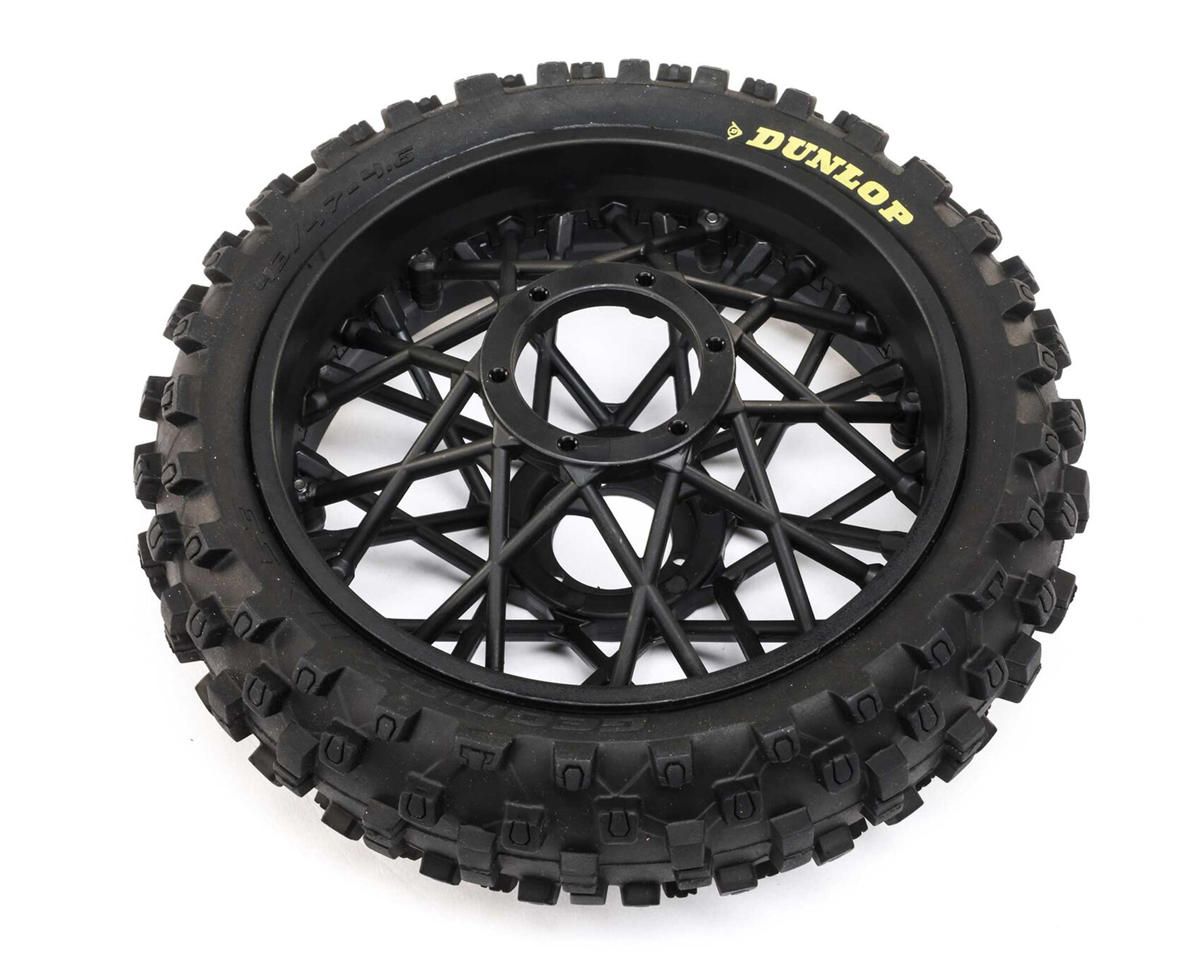 Losi Dunlop MX53 Rear Tire Mounted, Black: PM-MX