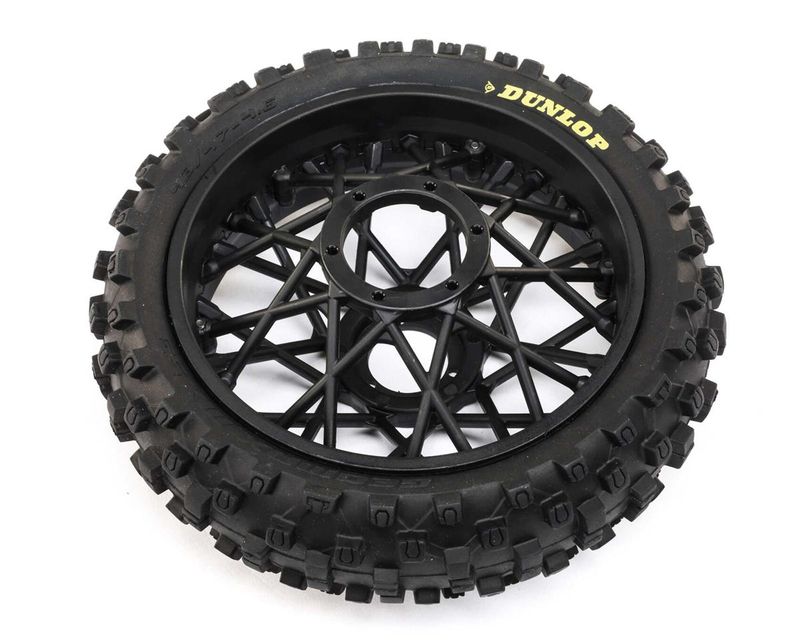 Losi Dunlop MX53 Rear Tire Mounted, Black: PM-MX