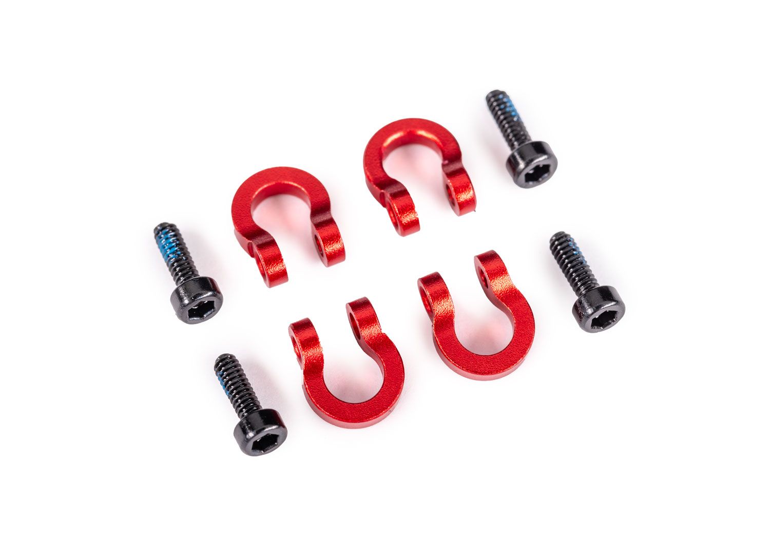 9734R Bumper D-rings, front or rear, 6061-T6 aluminum (red-anodized) (4)/ 1.6x5mm CS (with threadlock) (4)