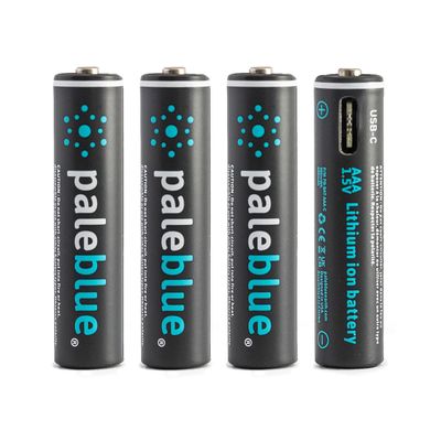 PB-AAA-C Pale Blue Lithium Ion Rechargeable AAA Batteries 4pk