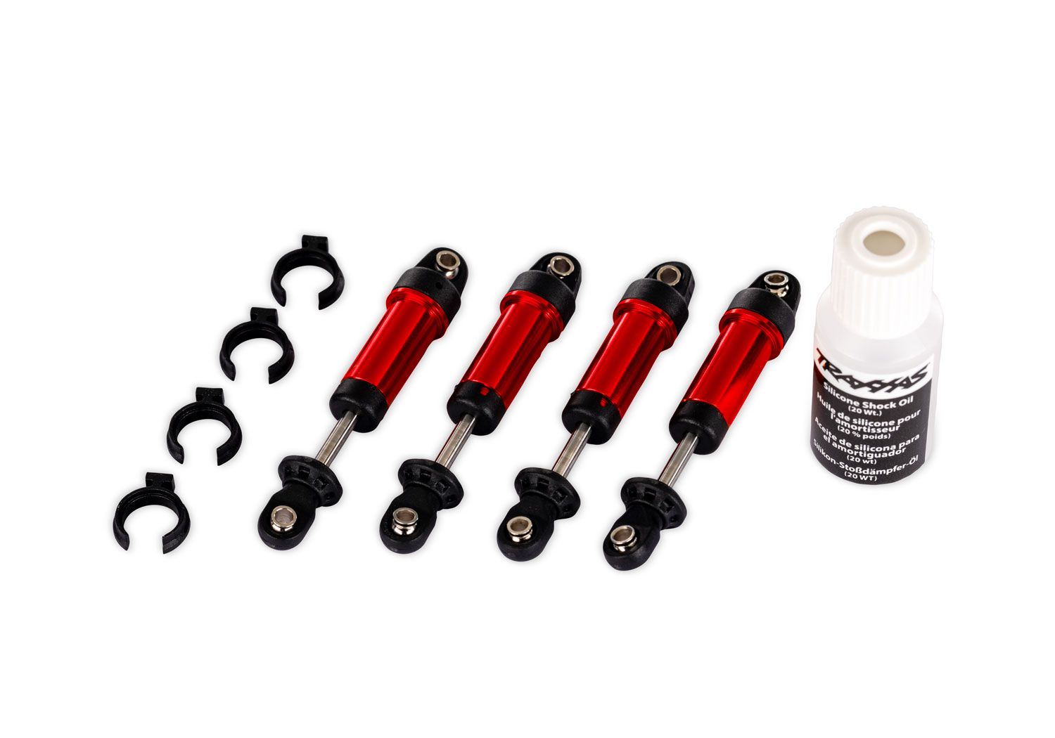 9764-RED Shocks, GTM, 6061-T6 aluminum (red-anodized) (fully assembled w/o springs) (4)