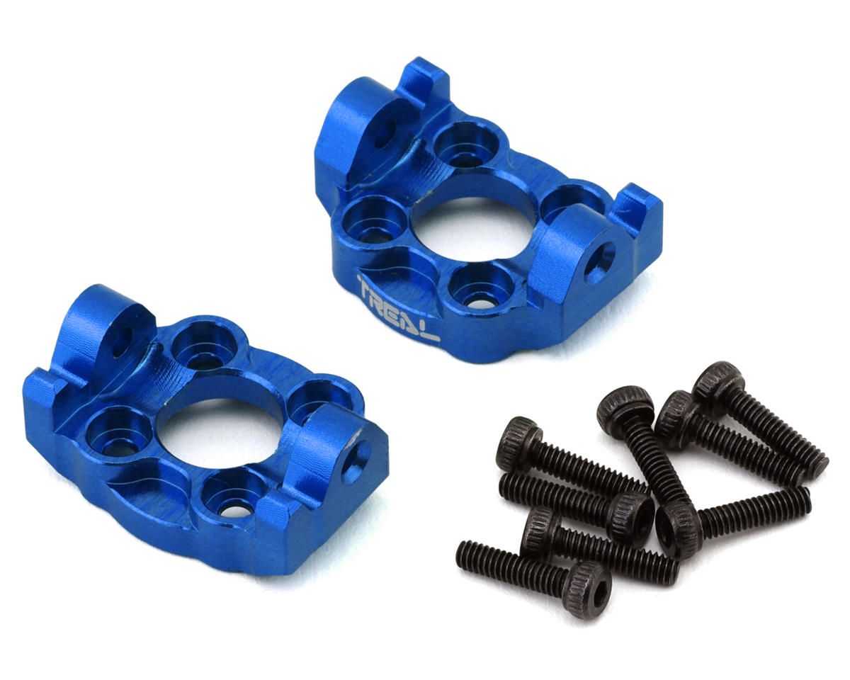 X0042ZYALZ Treal Hobby Losi Mini LMT Aluminum Front C Hub Spindle Carriers (Blue) (2) (0 Degree)