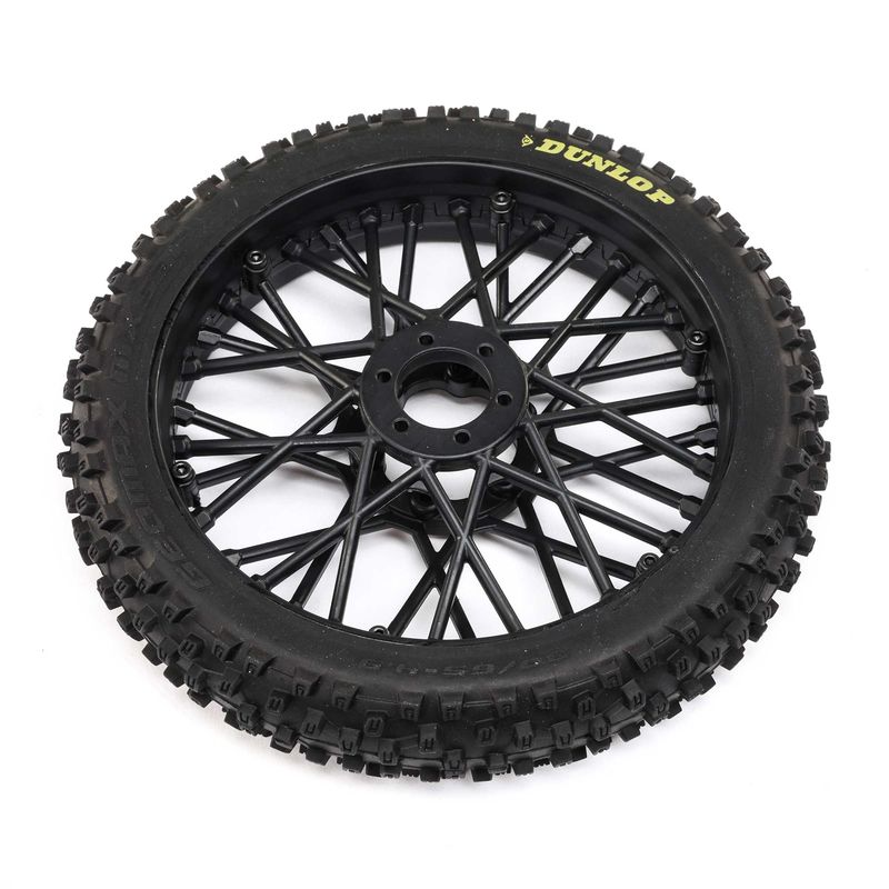 Losi Dunlop MX53 Front Tire Mounted, Black: Promoto-MX