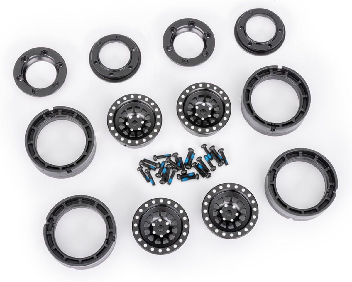 9881-BLK Wheels, 1.0”, 6061-T6 aluminum (black-anodized) (4)/ 2x8mm BCS (24)