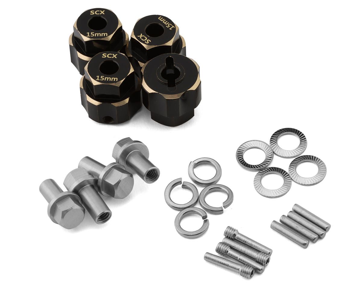 SAMMSCX-4463-15 Samix Multi Crawler Extended Heavy Brass Wheel Hex Adapters (4) (Black) (10mm) (56g)