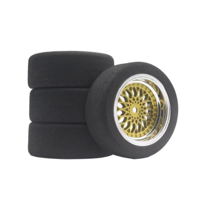 PHB6716 POWERHOBBY MOUNTED FOAM TIRES / WHEELS (4) 1/10 TOURING CAR 6MM OFFSET.
