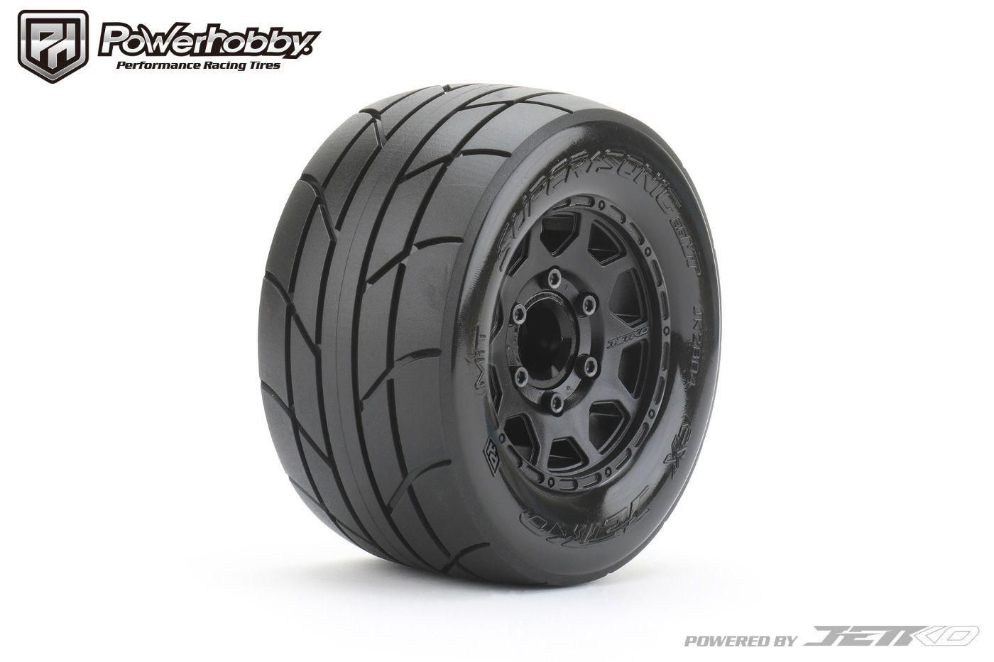 PHB2804CBMSGNB POWERHOBBY 1/10 2.8 MT SUPER SONIC BELTED TIRES (2) WITH REMOVABLE HEX WHEELS