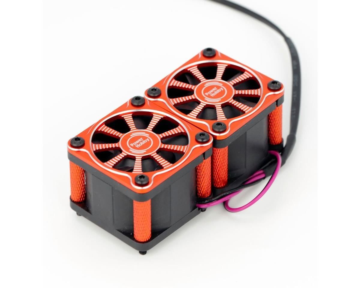 PHF116RED Twister Twin / Dual 40mm 1/8 1/5 Motor Aluminum Cooling Fan - Red