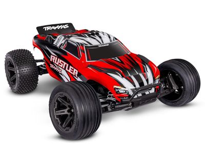 37254-8 Rustler 2WD HD w/USB-C RED Traxxas Traxxas Rustler HD 1/10 RTR 2WD Electric Stadium Truck (Red)