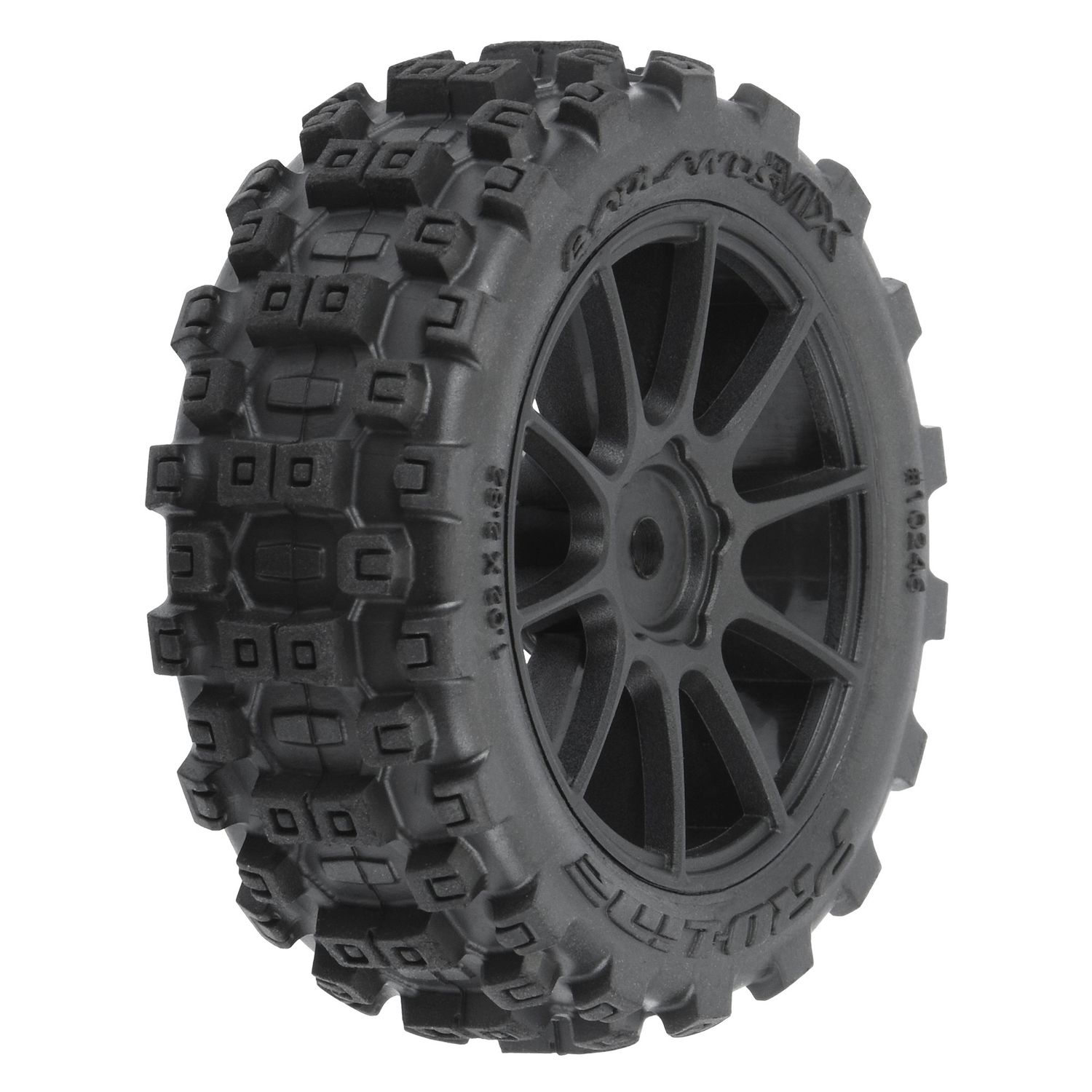 PRO1024610 Badlands MX 1.9" All-Terrain Buggy Tires (4) Mounted on Mach-10 Black 1.9" 12mm Hex Wheels for Typhon GROM